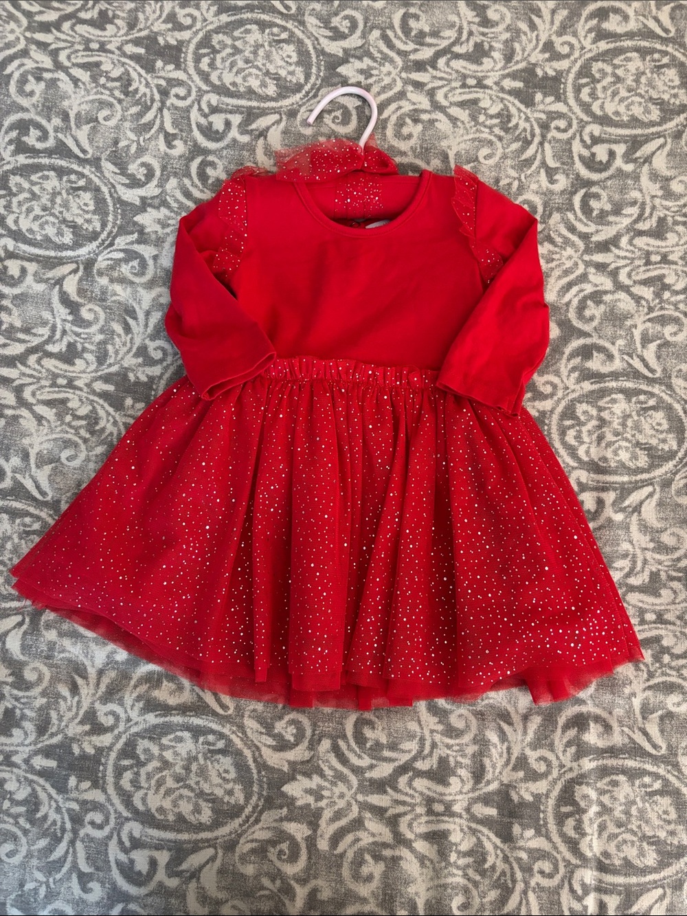Elegant Baby Red Sparkle Tulle Dress • 12 Months • Holiday